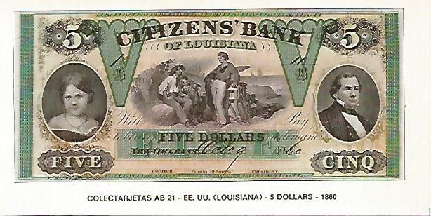 POSTAL 18141: 5 dolares de Estados Unidos 1860