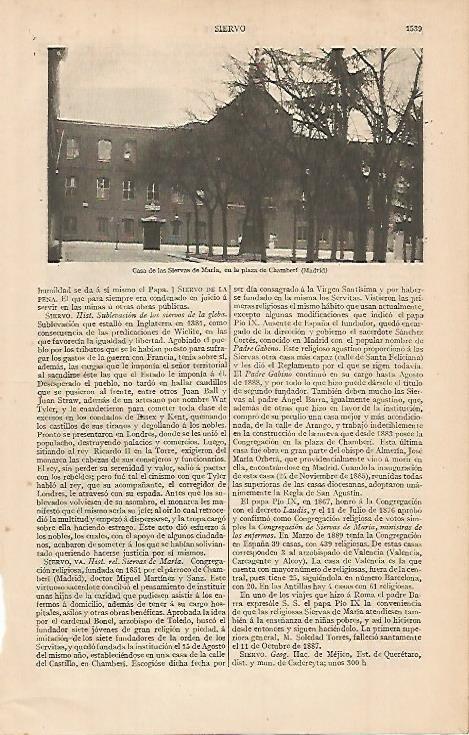 LAMINA ESPASA 693: Casa de las Siervas de Maria en Madrid