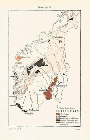 LAMINA ESPASA 20259: Mapa de geologia de Noruega