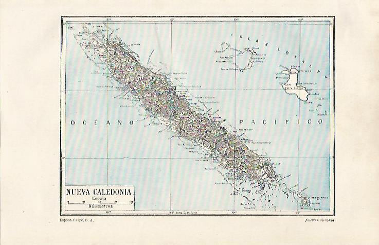 LAMINA ESPASA 20311: Mapa de Nueva Caledonia