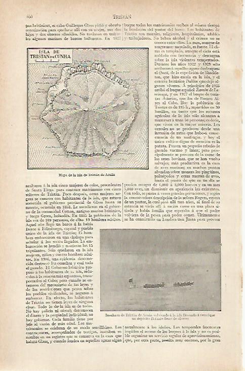 LAMINA ESPASA 20456: Mapa de la isla de Tristan de Acuña