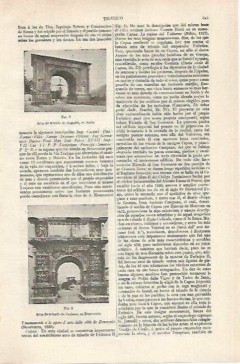 LAMINA ESPASA 20467: Arco de Augussto en Aosta y de Trajano en Benevento
