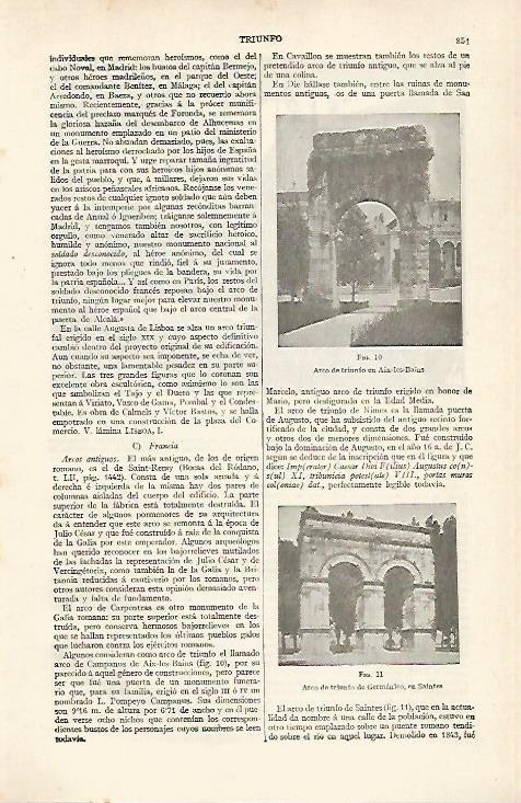 LAMINA ESPASA 20471: Arco de Triunfo en Aix les Bains y en Saintes
