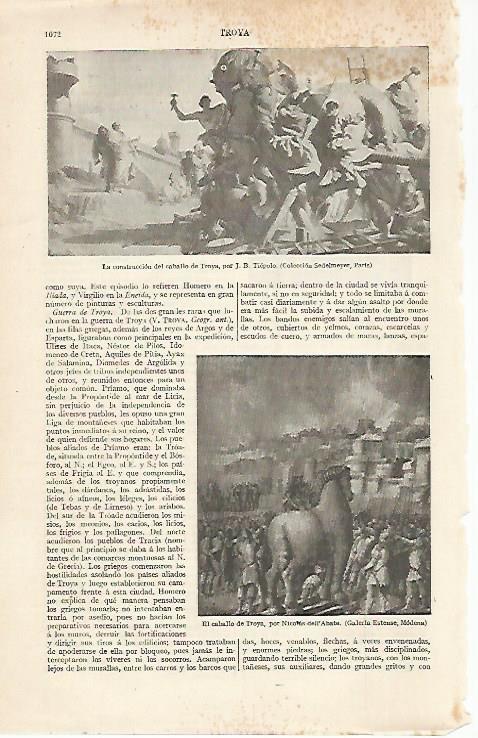 LAMINA ESPASA 20520: La construccion del Caballo de Troya por Tiepolo