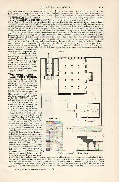 LAMINA ESPASA 20552: Planta de la mezquita de Tsiuau-chow China