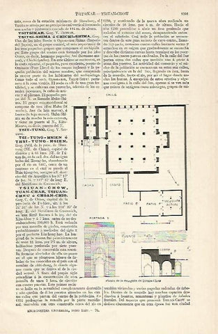 LAMINA ESPASA 20552: Planta de la mezquita de Tsiuau-chow China