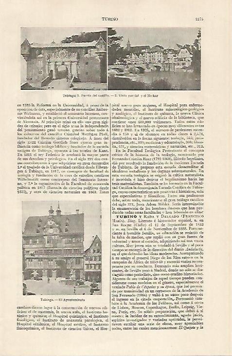 LAMINA ESPASA 20560: Castillo y Ayuntamiento de Tubinga Alemania