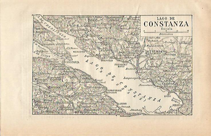 LAMINA ESPASA 20583: Mapa del Lago de Constanza Alemania