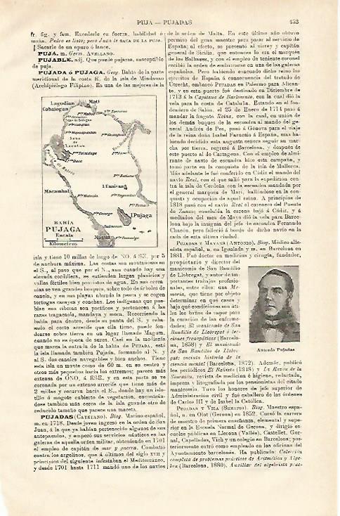 LAMINA ESPASA 20614: Mapa de la bahia de Pujaga Filipinas