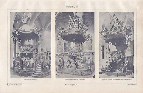 LAMINA ESPASA 20620: Pulpitos de la Catedral de Amberes Iglesia de San Andres en Amberes y de la iglesia de Nuestra Señora de Hanswyck