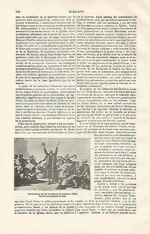 LAMINA ESPASA 20649: Desembarco de los puritanos en America por Gisbert