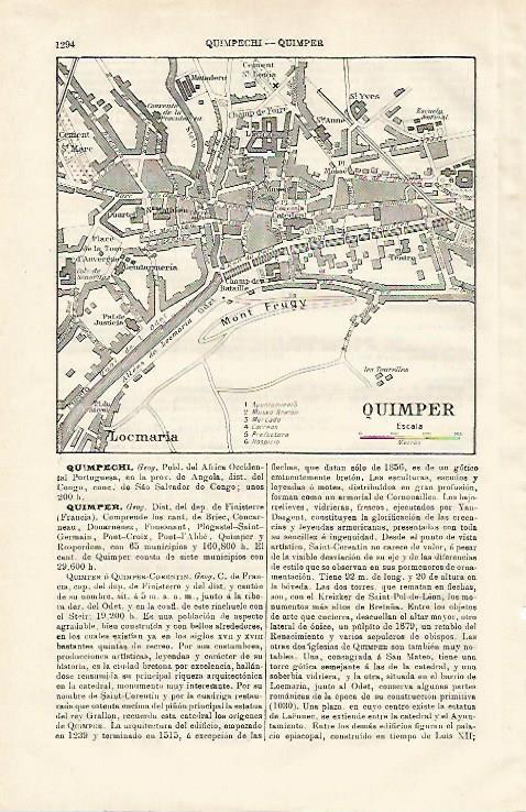 LAMINA ESPASA 20737: Plano de Quimper Francia