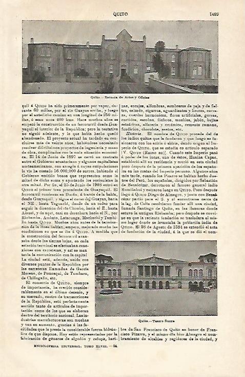 LAMINA ESPASA 20753: Escuela de Artes y Oficios de Quito Ecuador