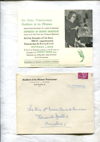 Tarjeta invitacion Las Srtas Franciscanas Auxiliares de las Misiones