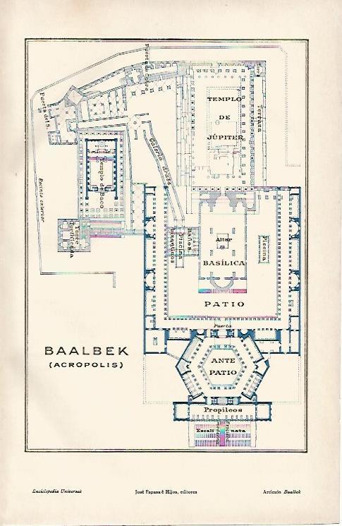 LAMINA ESPASA 9645: Plano de la Acropolis de Baalbek