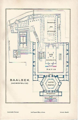 LAMINA ESPASA 9645: Plano de la Acropolis de Baalbek