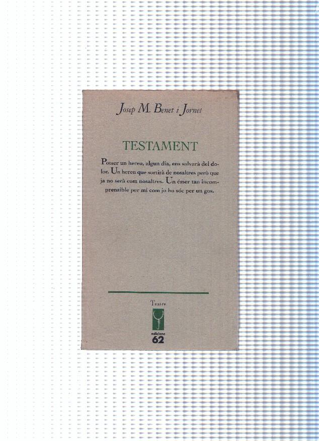 Els llibres de l escorpi, col leccio El Galliner, 149 : Testament