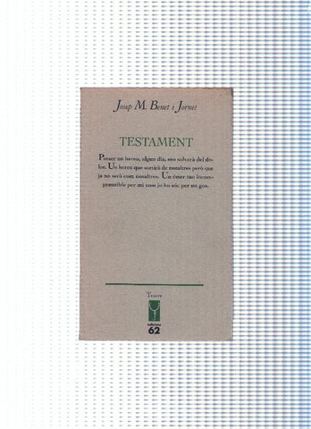 Els llibres de l escorpi, col leccio El Galliner, 149 : Testament