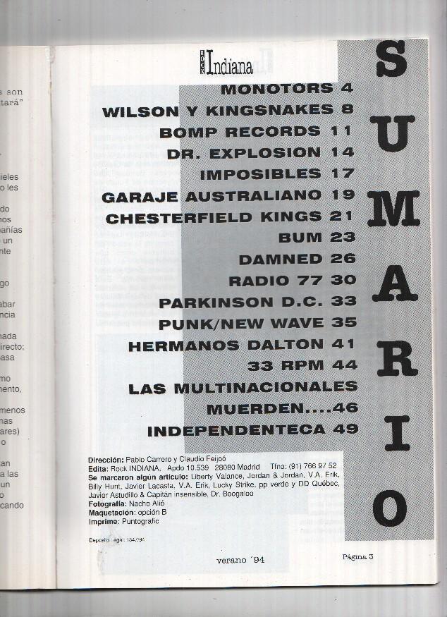 Revista Trimestral: ROCK INDIANA, Territorio Independiente: Numero 02 (Verano 1994)