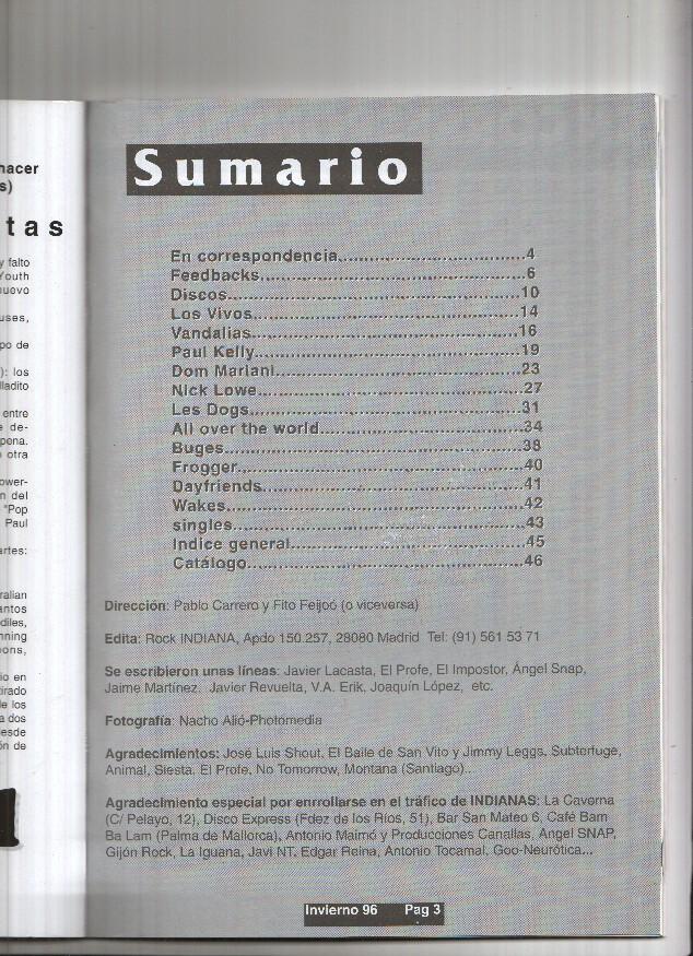 Revista Trimestral: ROCK INDIANA, Territorio Independiente: Numero 07 (Invierno 1996)