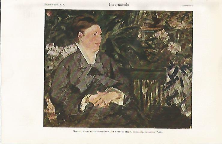 LAMINA ESPASA 20822:Madame Manet en su invernaculo por Manet