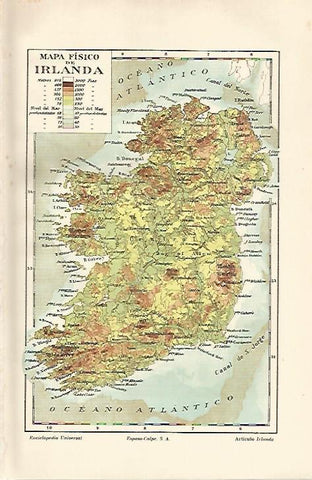 LAMINA ESPASA 20836: Mapa fisico de Irlanda