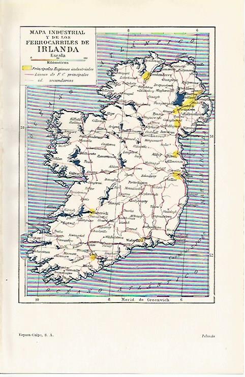 LAMINA ESPASA 20841: Mapa industrial de Irlanda