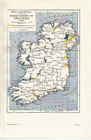 LAMINA ESPASA 20841: Mapa industrial de Irlanda