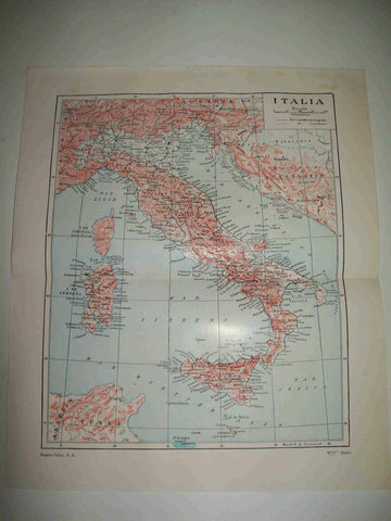 LAMINA ESPASA 20886: Mapa fisico de Italia