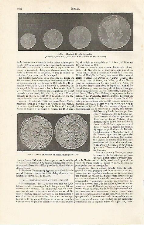 LAMINA ESPASA 20891: Moneda coloniales de Italia
