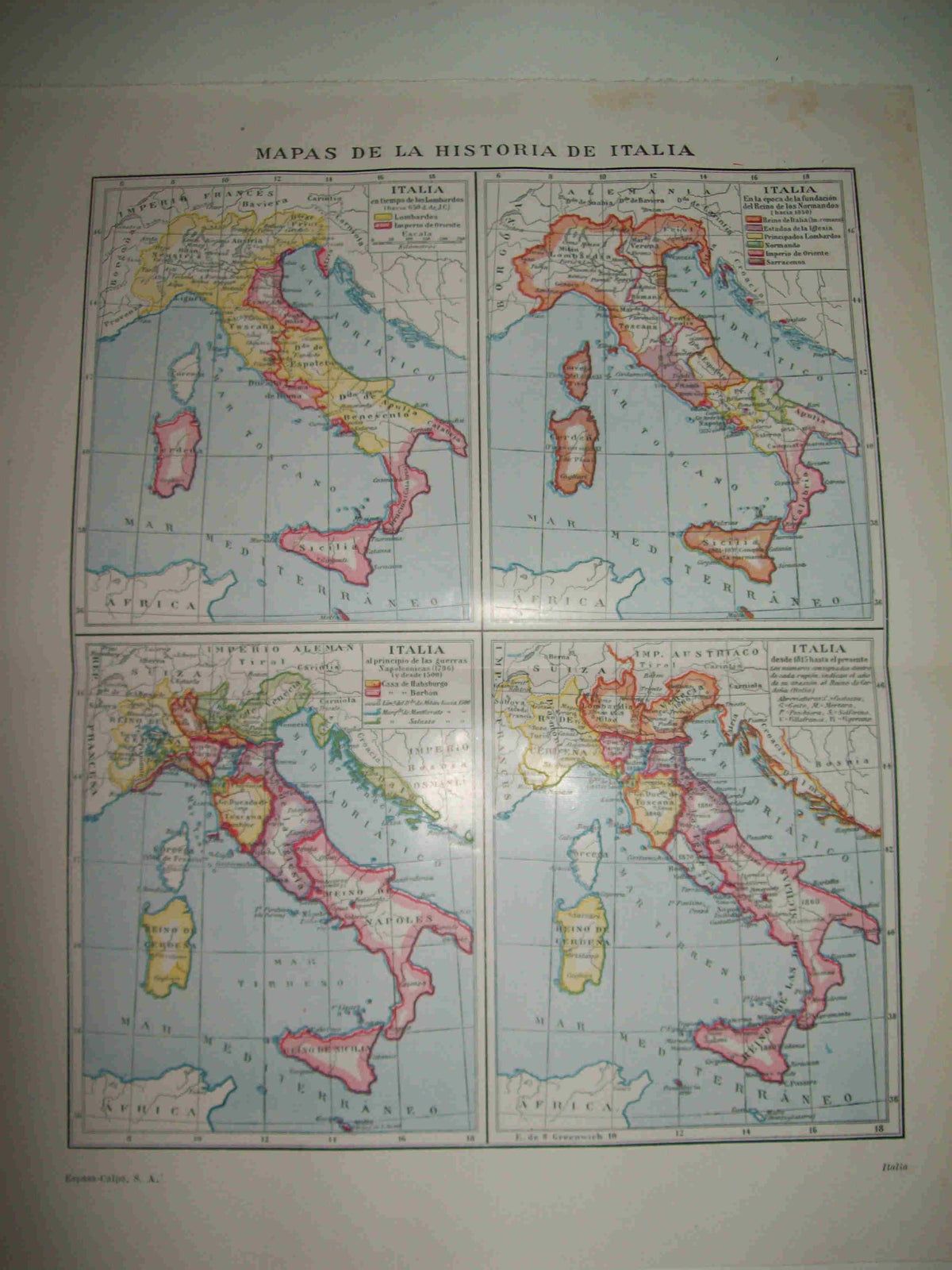 LAMINA ESPASA 20898: Mapas de la historia de Italia