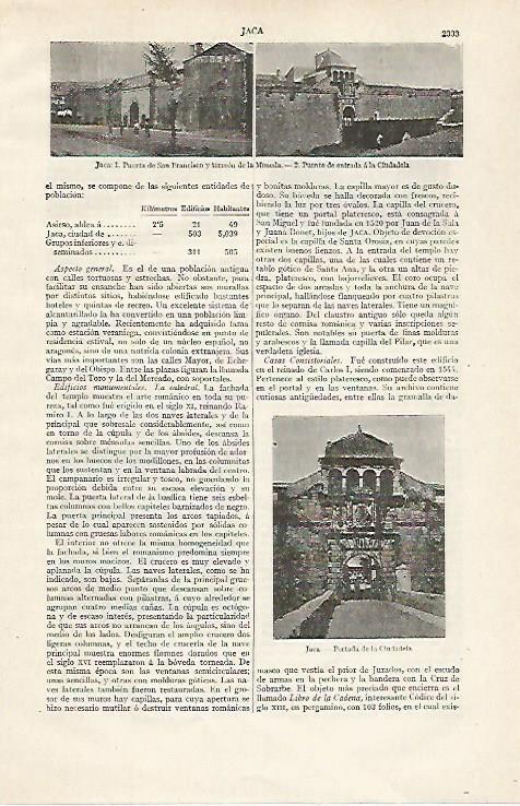 LAMINA ESPASA 20919: Puerta y Puente de Jaca Huesca