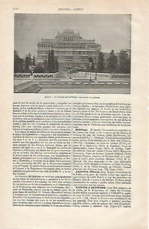 LAMINA ESPASA 20937: Palacio del Maharaja en Jaipur India