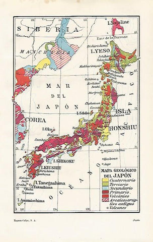 LAMINA ESPASA 20947: Mapa geologico de Japon