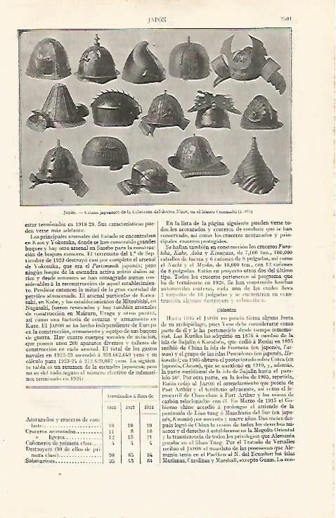 LAMINA ESPASA 20960: Cascos de Japon