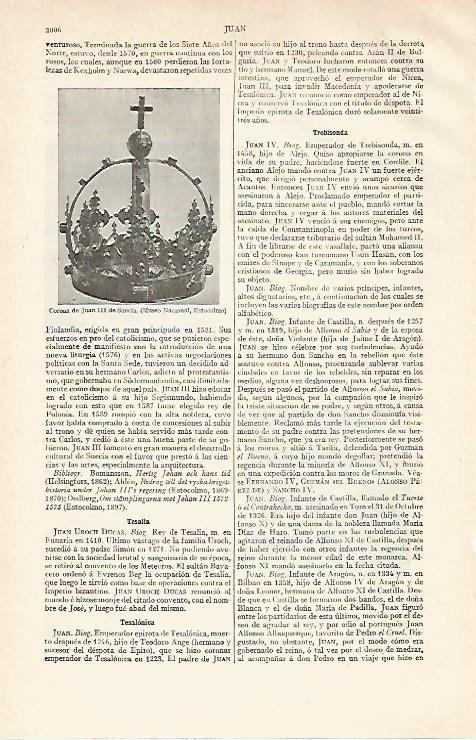 LAMINA ESPASA 21079: Corona de Juan III de Suecia