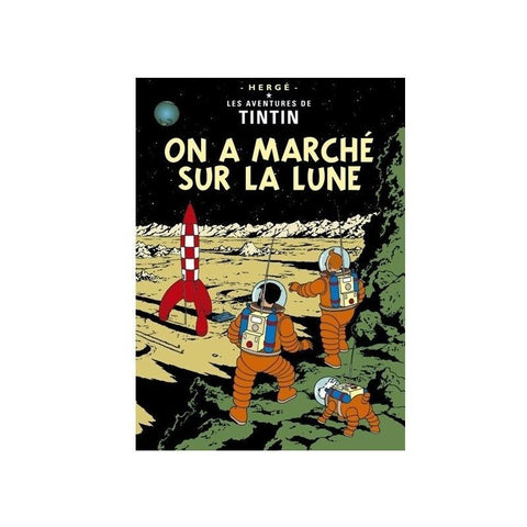Postal (postcard) portada Tintin 'On a marche sur la lune' - Aterrizaje en la Luna (ref. #30085)