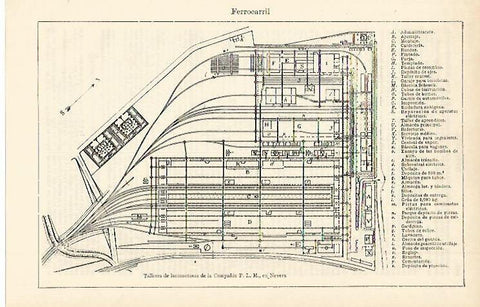 LAMINA ESPASA 2478: Talleres de locomotoras de Compañia P.L.M.