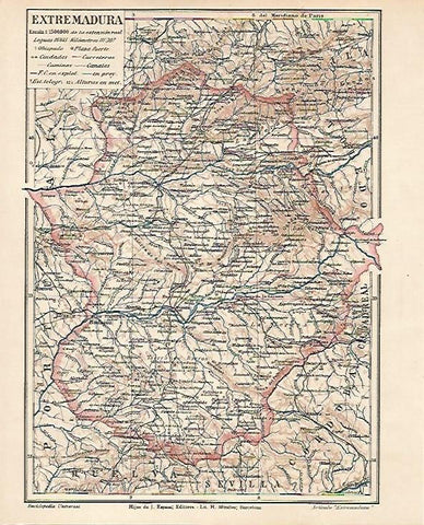 LAMINA ESPASA 7924: Mapa de Extremadura