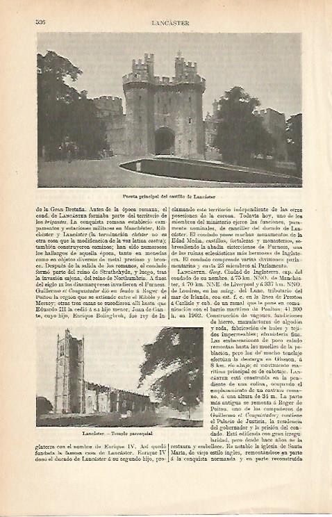 LAMINA ESPASA 8966: Castillo de Lancaster Inglaterra