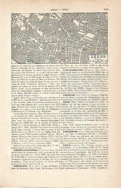 LAMINA ESPASA 9107: Plano de Leeds Inglaterra