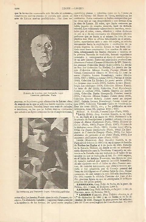 LAMINA ESPASA 9309: Retrato de hombre y La costurera por F. Leger