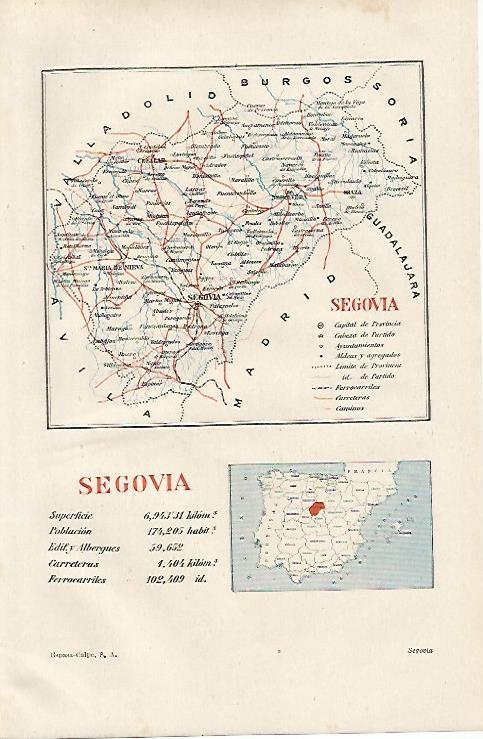 LAMINA ESPASA 12512: Mapa de la provincia de Segovia