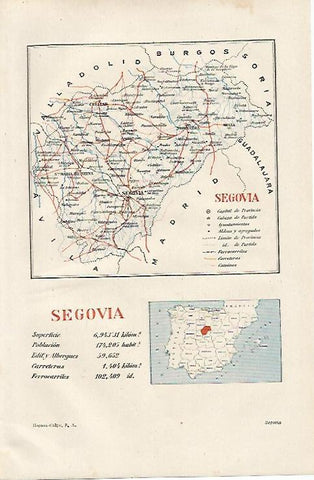 LAMINA ESPASA 12512: Mapa de la provincia de Segovia