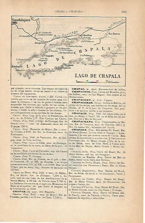 LAMINA ESPASA 14442: Plano del Lago de Chapala Mejico