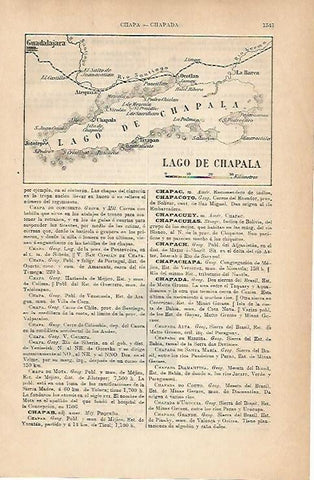 LAMINA ESPASA 14442: Plano del Lago de Chapala Mejico