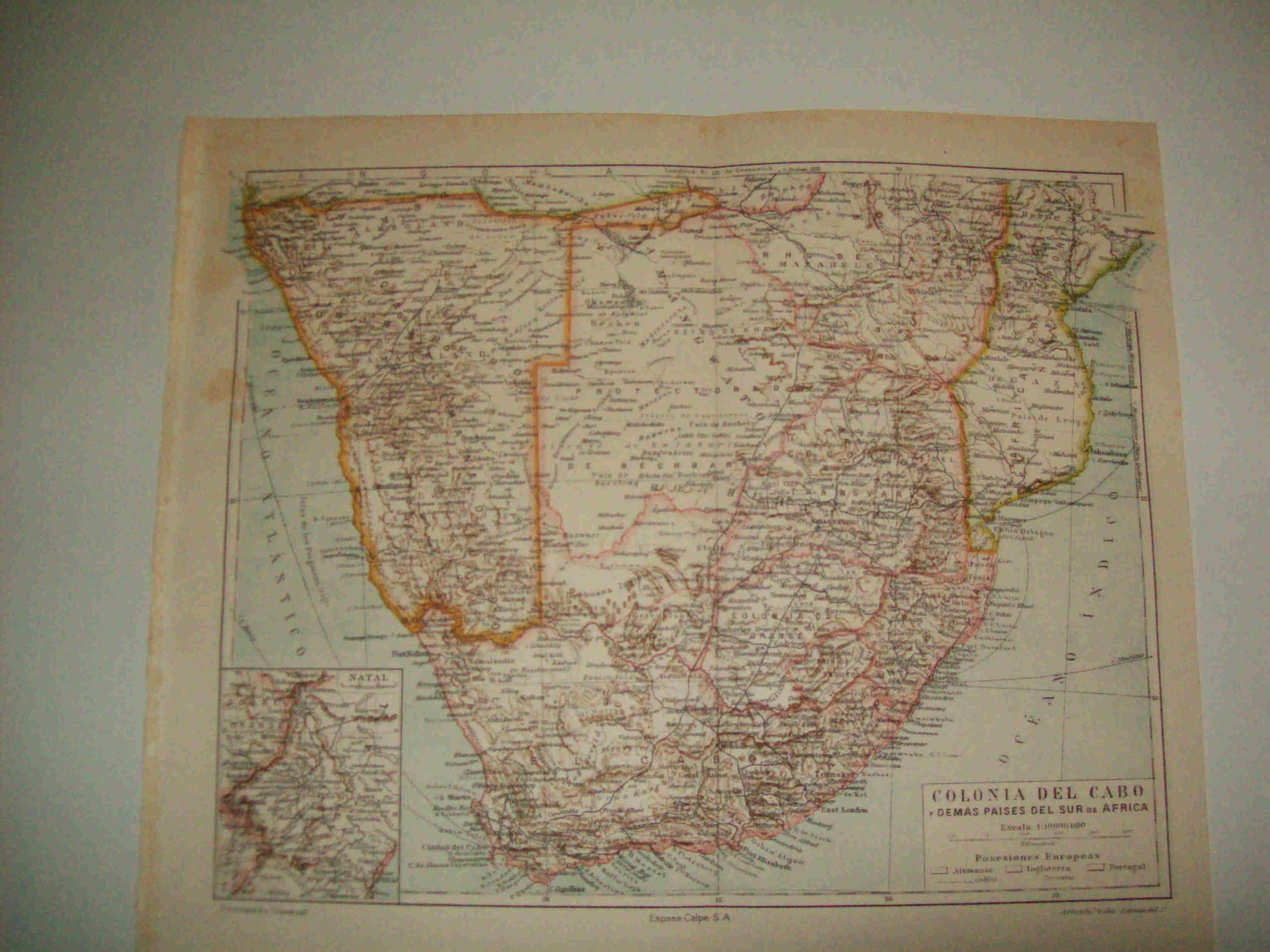 LAMINA ESPASA 14608: Mapa de la Colonia del Cabo Africa