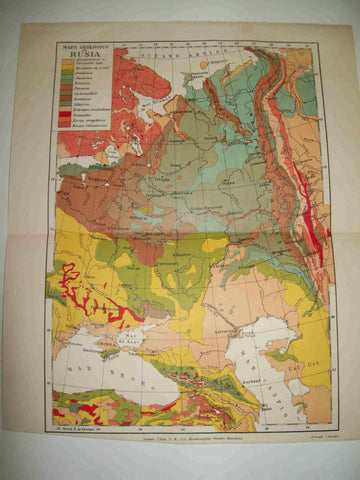 LAMINA ESPASA 19367: Mapa geologico de Rusia
