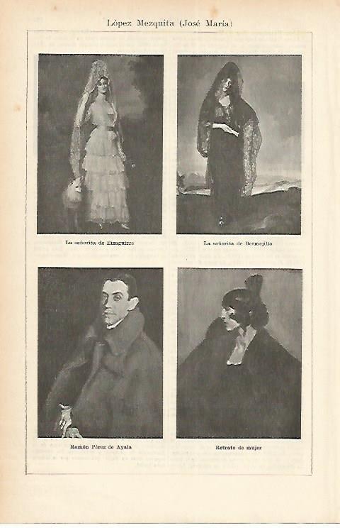 LAMINA ESPASA 1881: Cuadros de Jose Maria Lopez Mezquita