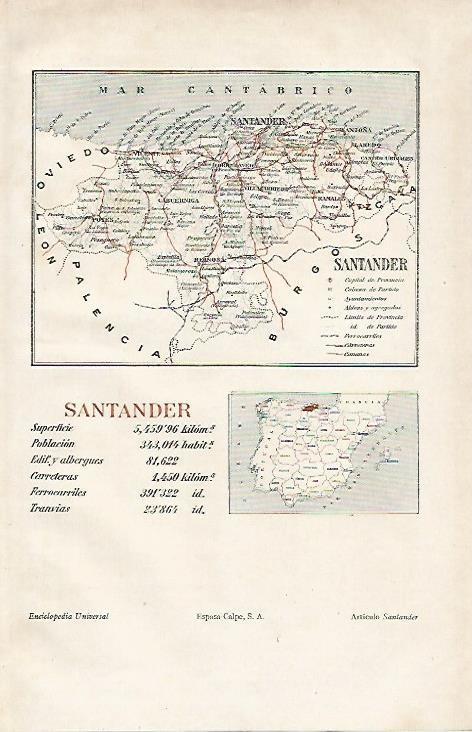 LAMINA ESPASA 19423: Mapa de Cantabria
